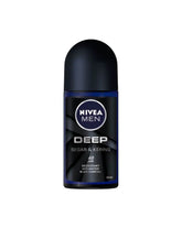 Nivea Men Deep roll-on deodorant, dark bottle with blue label and black cap