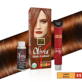 Olivia non-metallic hair color kit, copper brown 11, with tube and bottles