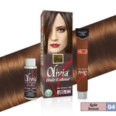 Hair color dye kit 04 light brown, includes tube and developer bottle