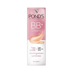 Pond's BB+ Cream Ivory tube and package, light makeup coverage formula, SPF 30
