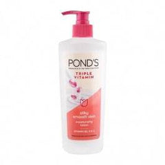Pond's Triple Vitamin body lotion 400 ml bottle with pink pump and label
