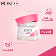 POND'S Bright Beauty day cream jar with pink lid and 25 gm label