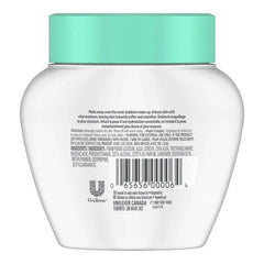 Cold cream make-up remover jar back, barcode and ingredients text, white with teal cap