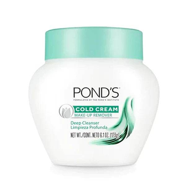 Cold Cream make-up remover jar, white with teal cap, POND'S label, 6.1 oz (173 g)