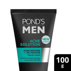Pond's Men Acne Solution facial foam, black tube with teal stripe, 100 g
