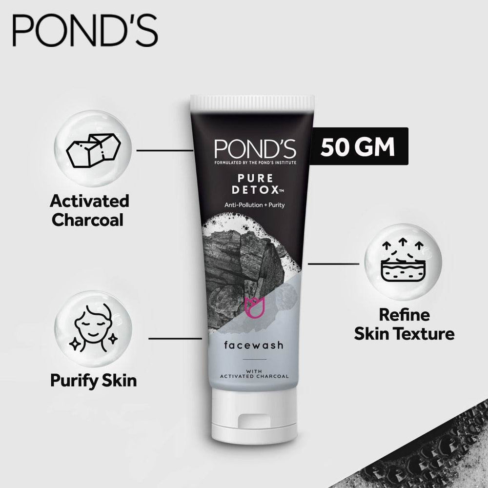 POND'S Pure Detox face wash tube, activated charcoal formula, 50 gm