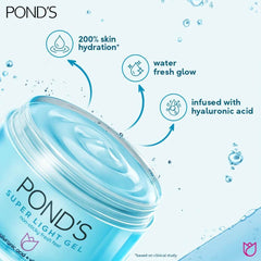 POND'S Super Light Gel jar with translucent blue gel and open lid