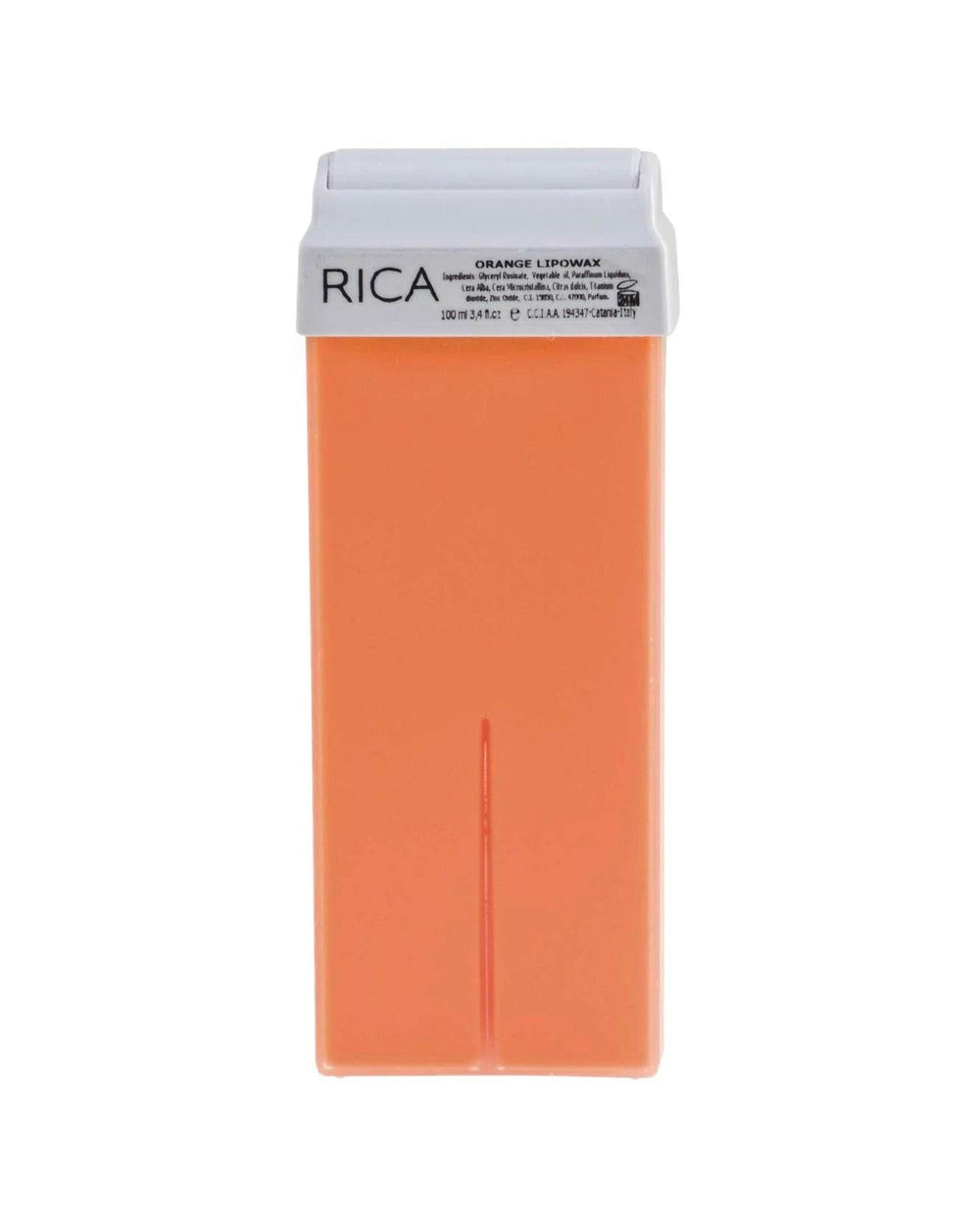 Orange lipowax refill cartridge in rectangular container with RICA label
