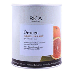 Orange liposoluble wax tub with white lid, 800 ml, Italian RICA label