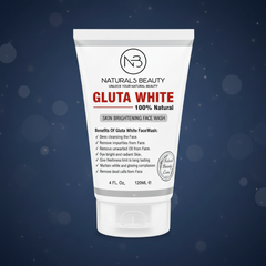White skin brightening face wash tube with ribbed cap and front label, 120 mL
