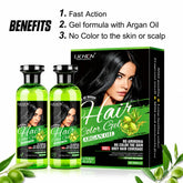 Lichen hair color gel set with two green bottles and box, argan oil and no ammonia