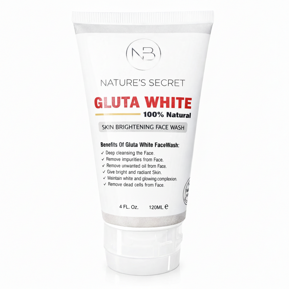 White skin brightening face wash tube, flip-cap style, 120 mL