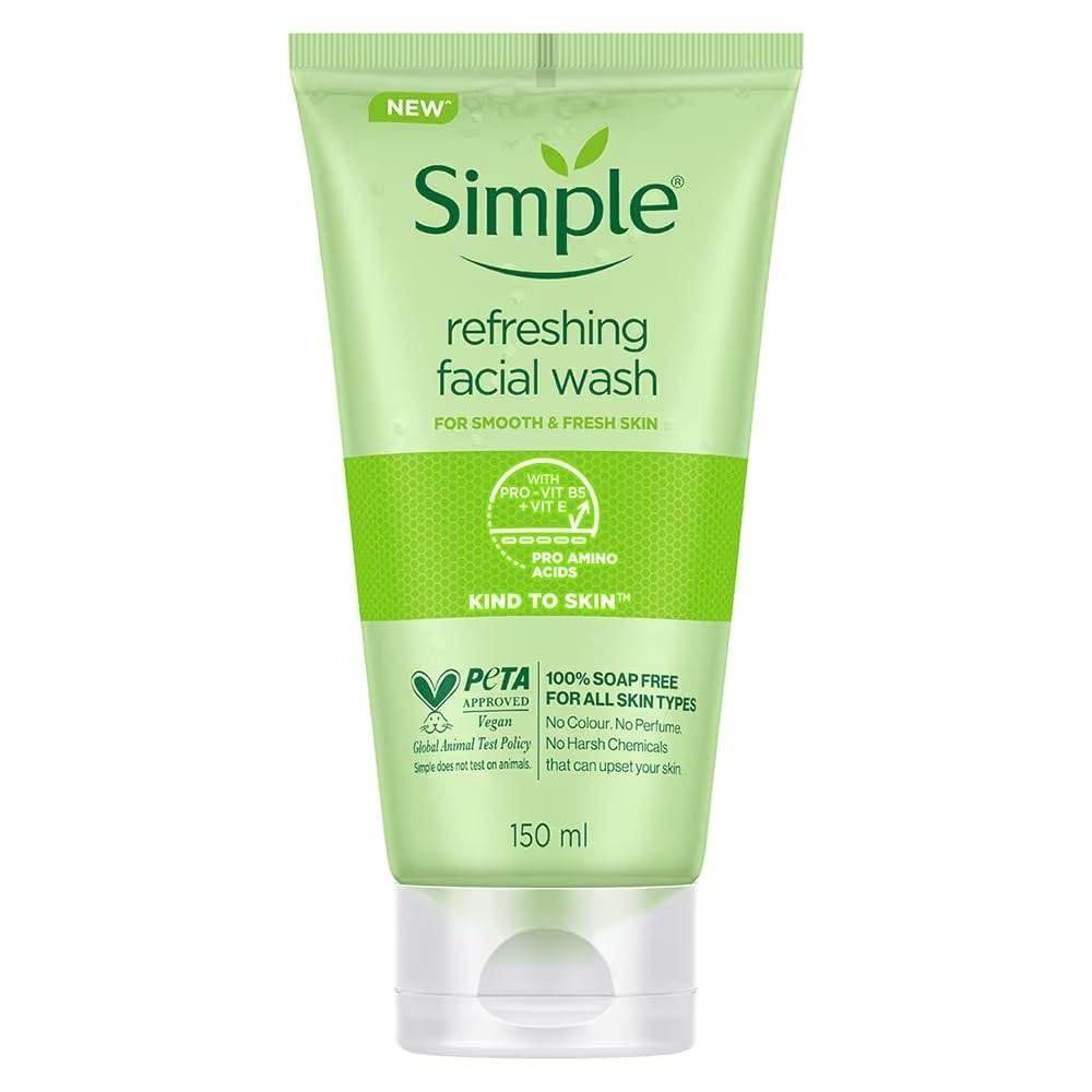 Simple facial wash tube, green, 150 ml, front view