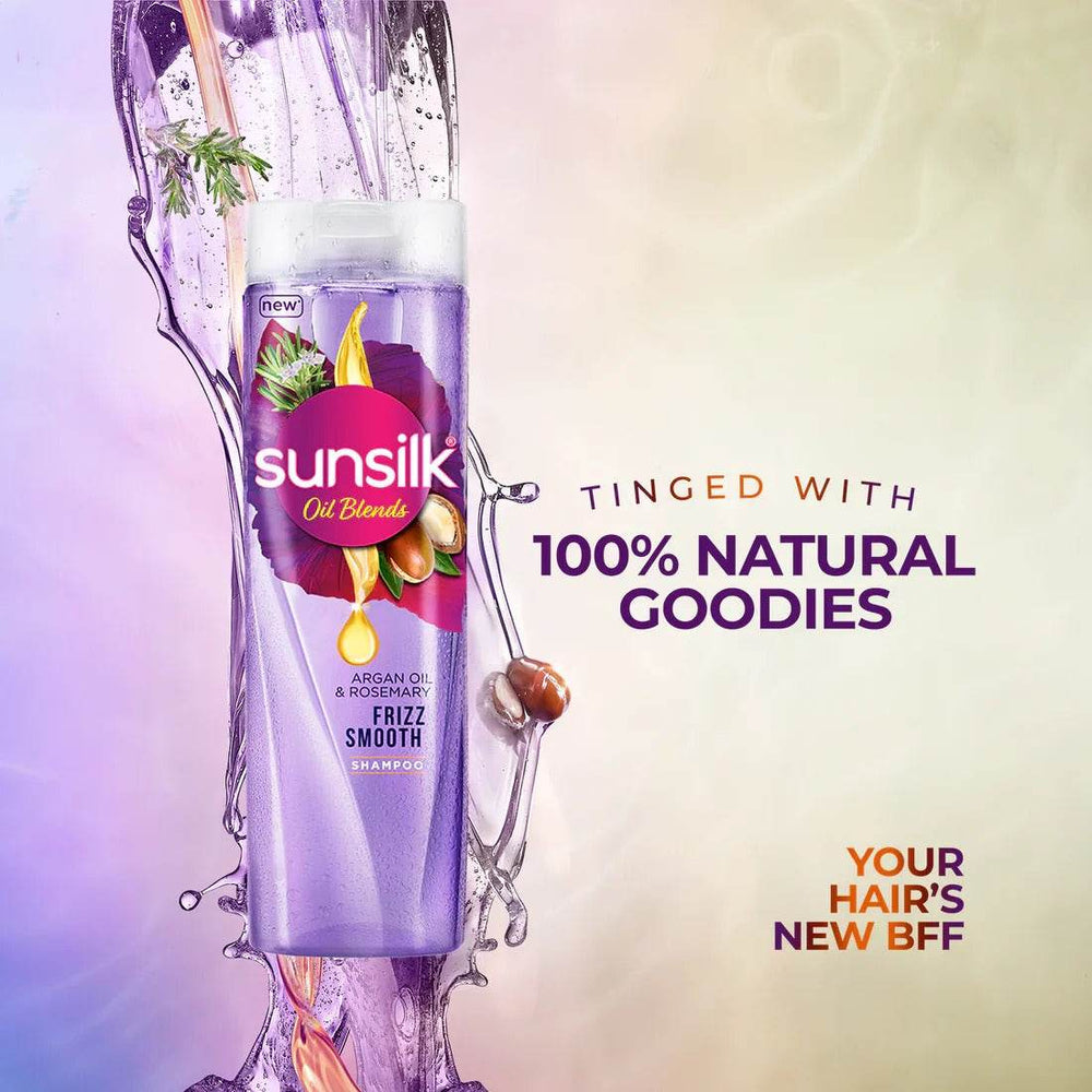 Sunsilk shampoo bottle with rosemary & argan oil, 380 ml, purple front label