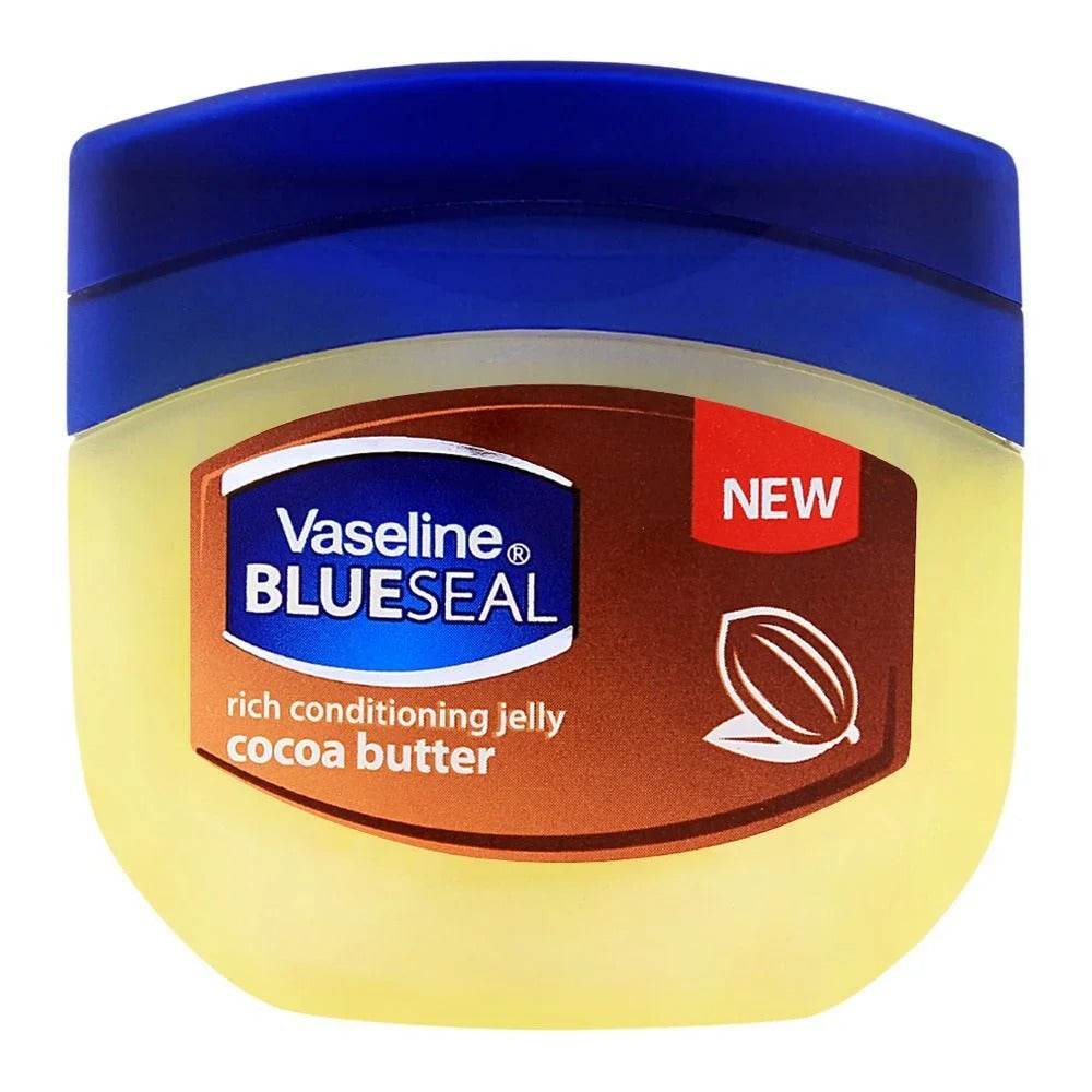 Vaseline BLUESEAL cocoa butter rich conditioning jelly in blue-lid jar, 100 ml