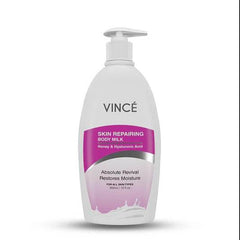 Vince body milk lotion bottle with pump, 330 ml, purple “skin repairing” band