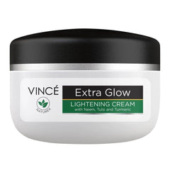 Lightening cream jar with green Extra Glow label