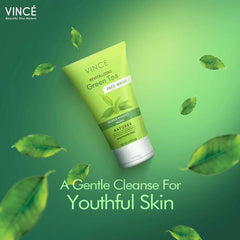 Green tea face wash tube angled, green and white, 120 ml