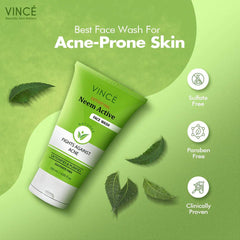 Green face wash tube with Neem Active label and flip-top cap