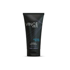 Vincé Men scrub face wash tube, dark charcoal, centered full front
