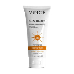 VINCE Sun block sunscreen tube with SPF 40, with zinc, 75 ml