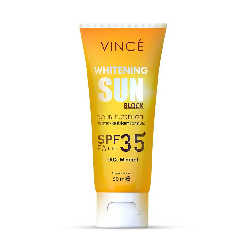 VINCE Whitening Sun Block SPF35+ sunscreen squeeze tube, 50 ml