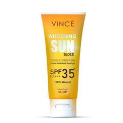VINCE Whitening Sun Block SPF35+ sunscreen squeeze tube, 50 ml