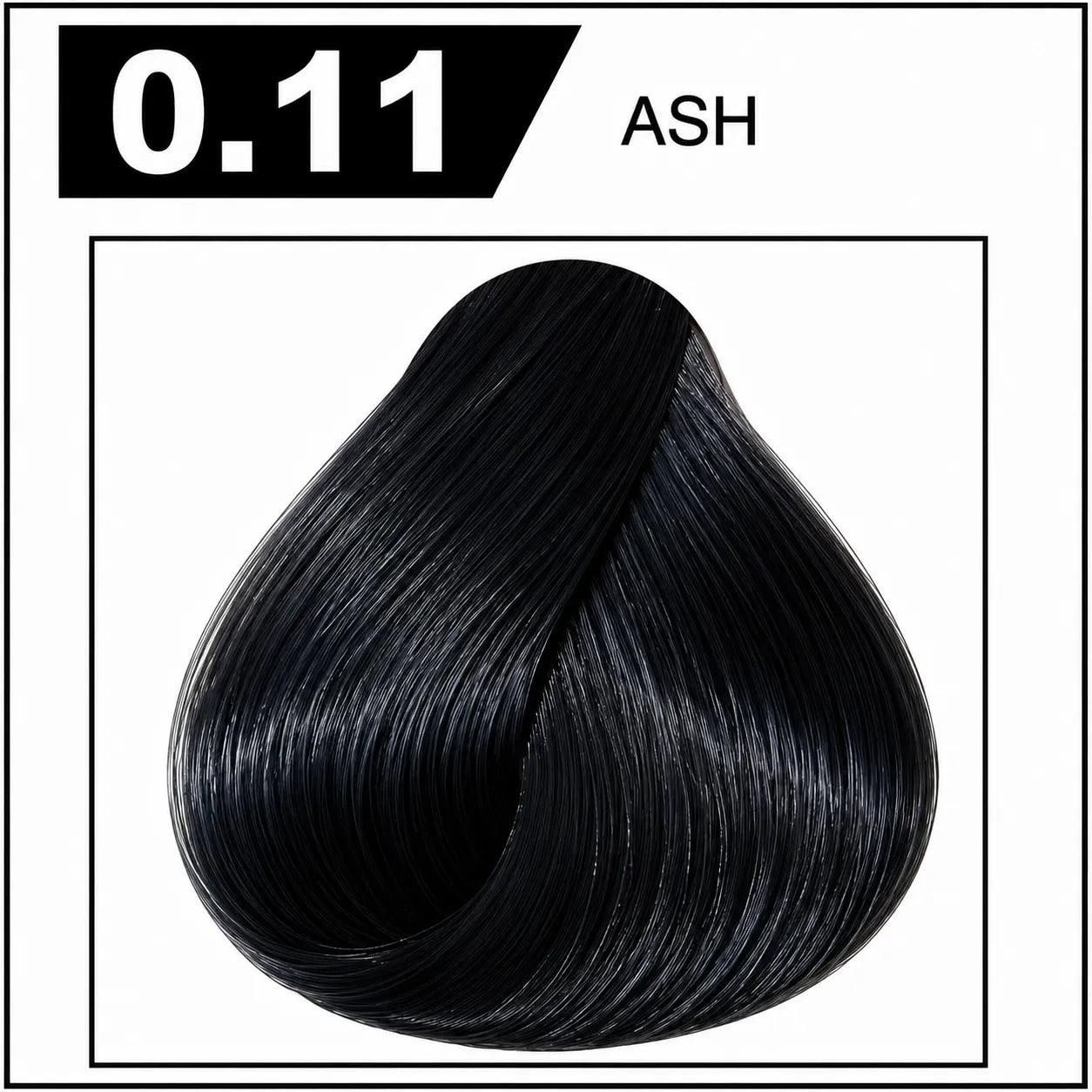 Bremod hair color 0.11 Ash shade chart with black ash hair swatch
