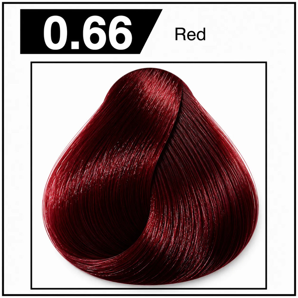 Bremod hair color 0.66 Red shade chart with deep red hair swatch