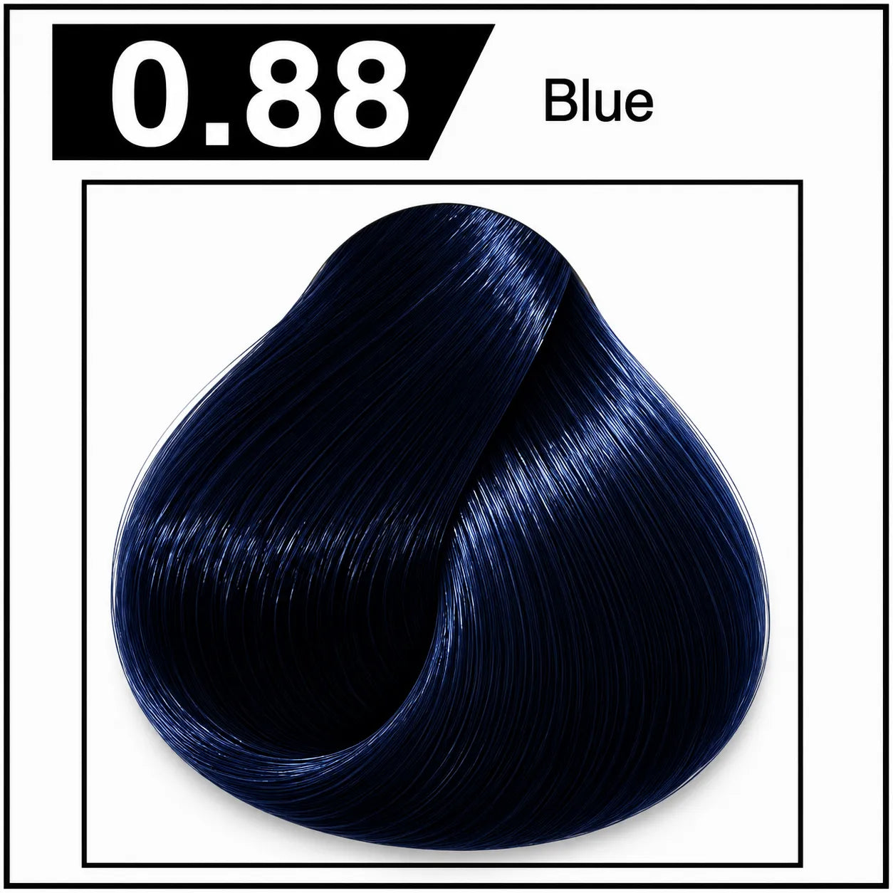 Bremod hair color 0.88 Blue shade chart with dark blue hair swatch