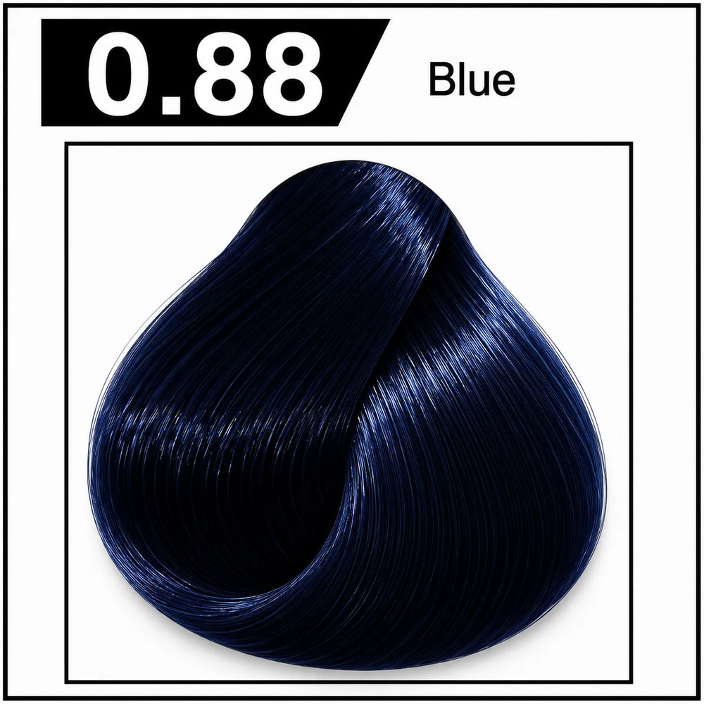 Bremod hair color 0.88 Blue shade chart with dark blue hair swatch