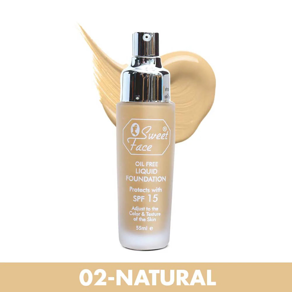 Oil-free liquid foundation bottle, shade 03 Medium with golden swatch