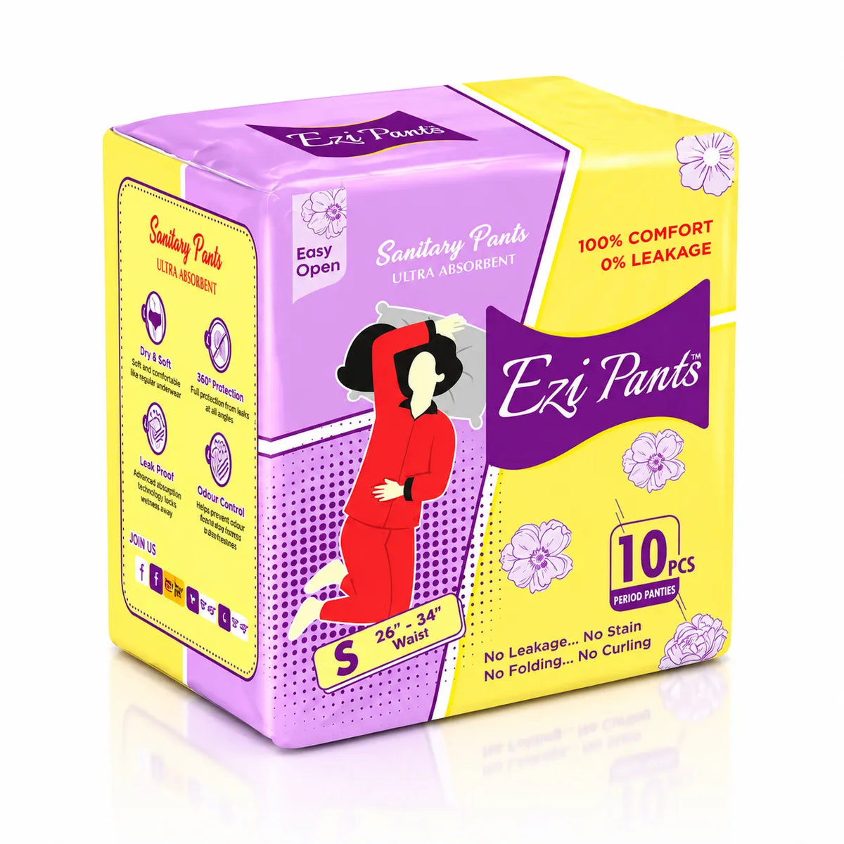 Ezi Pants Pack of 10 Period Panty For Women - Ultra Absorbent Sanitary Pants (All Variants)