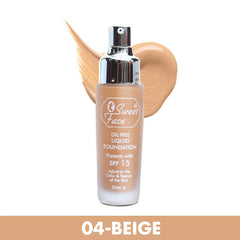 Oil-free liquid foundation bottle, shade 05 Ivory with pale beige swatch