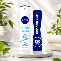NIVEA fresh natural deodorant white bottle with blue 150 ml deodorant container