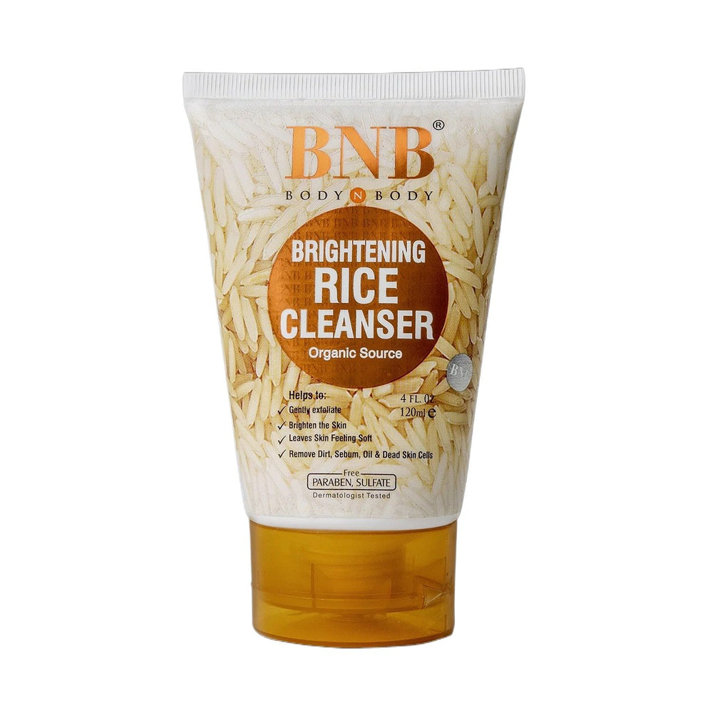 BNB rice cleanser squeeze tube with brightening label, 120 ml, orange base