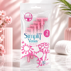Hanging Simply Venus Basic razor blades pack, 5 disposables, 2 blades per razor