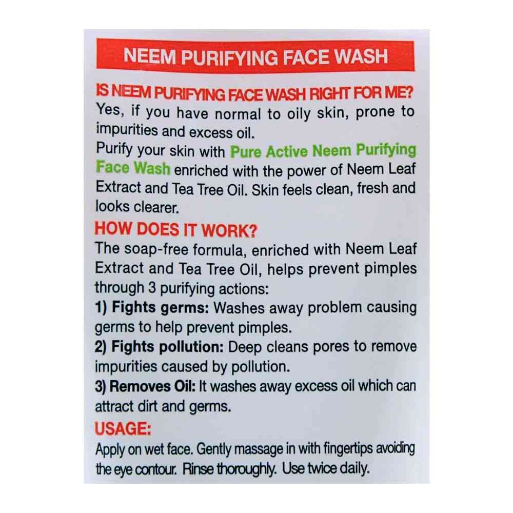 Garnier Skin Active Pure Active Neem Purifying Face Wash, For Normal To Oily Skin, 100ml - YehChez.pk