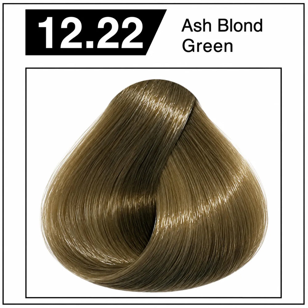 Hair color shade swatch, ash blond green hair dye cream