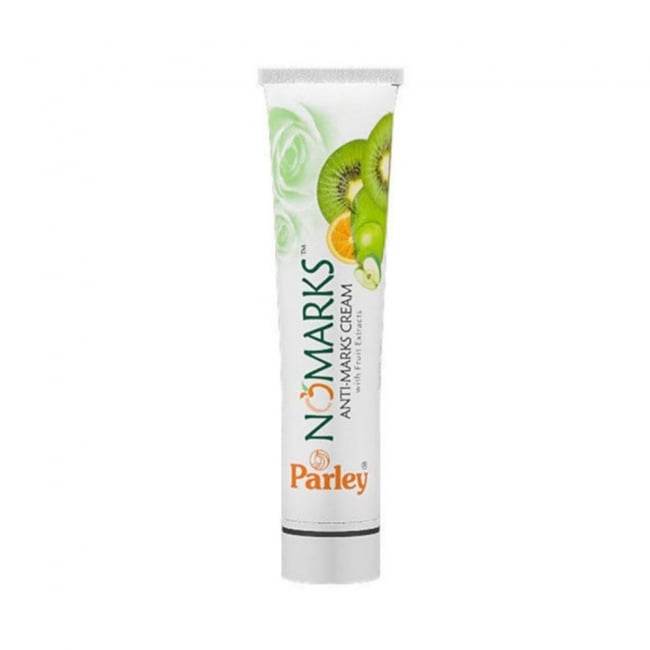 Anti-marks cream tube, white body with Parley branding and NoMarks label.