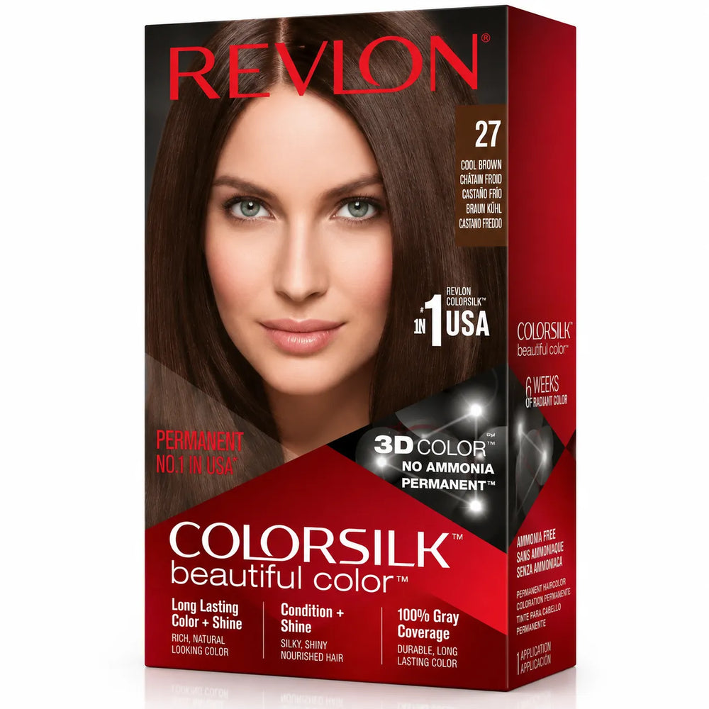 Hair color box ColorSilk 27 dark brown, 40 ml, 3D color, no ammonia