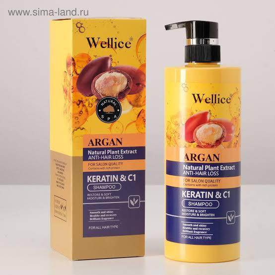 Wellice Argan Natural Plant Extract Anti-Hair Loss Keratin & C1 Shampoo 800ml - YehChez.pk