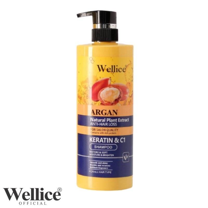 Wellice Argan Natural Plant Extract Anti-Hair Loss Keratin & C1 Shampoo 800ml - YehChez.pk