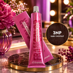 Framesi 3NP dark chestnut hair color tube with cap and color card