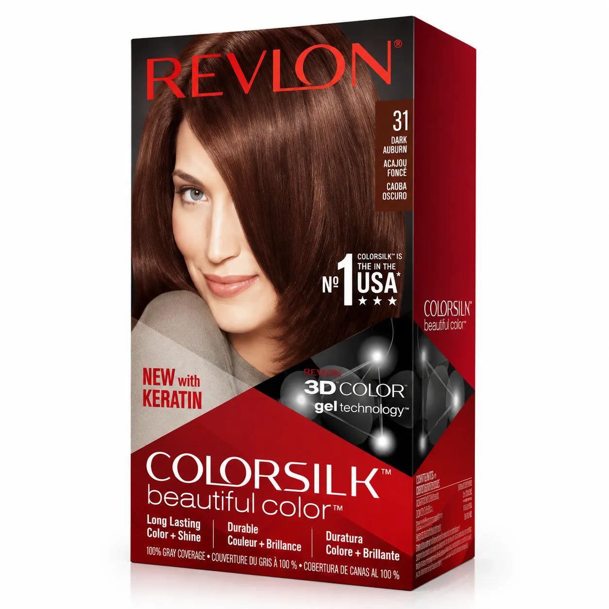 Hair color box for shade 31 dark brown; Revlon ColorSilk 40 ml