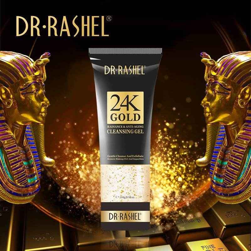 DR.RASHEL 24K Gold cleansing gel tube, black with gold 24K label