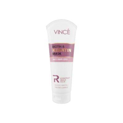 Vince hair mask tube side view with Biotin & Keratin, anti hair-fall, sulfate free