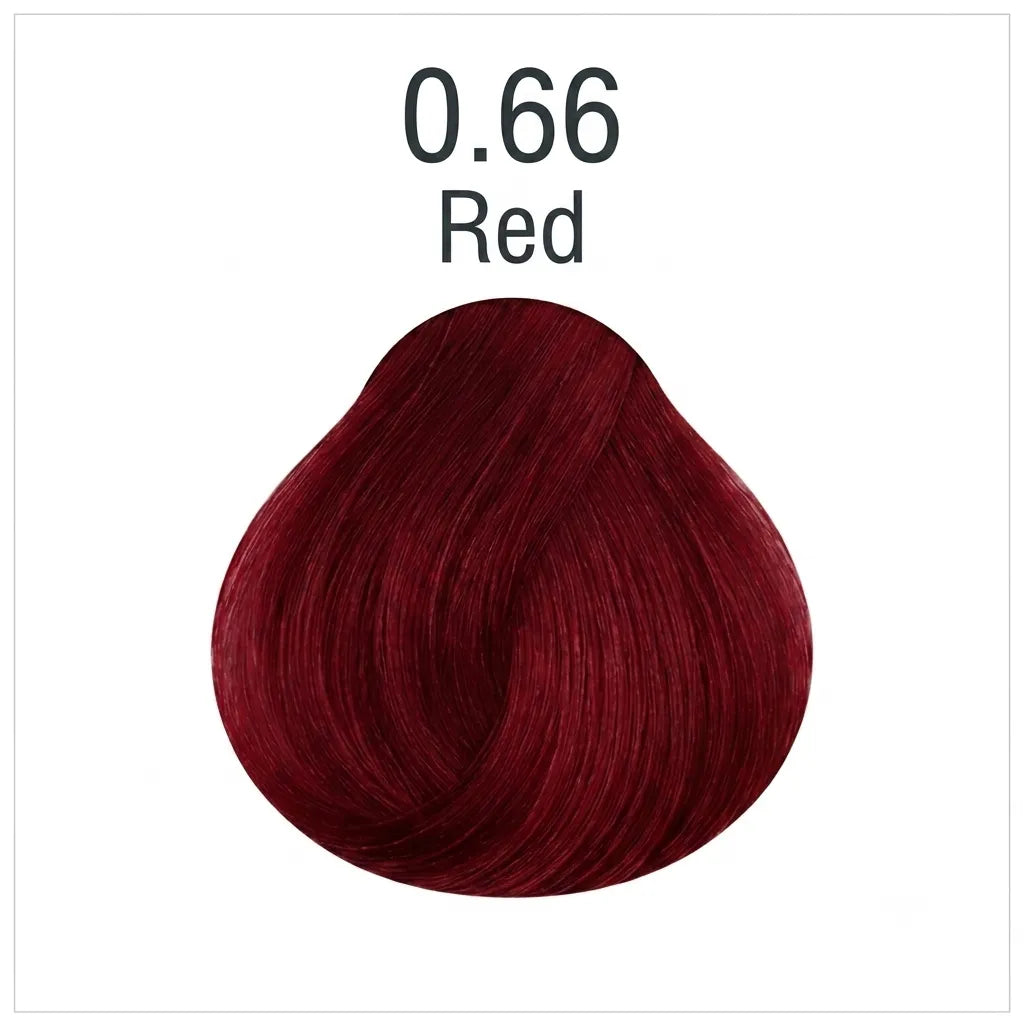 Hair color shade swatch 0.66 Red, deep burgundy red hair color