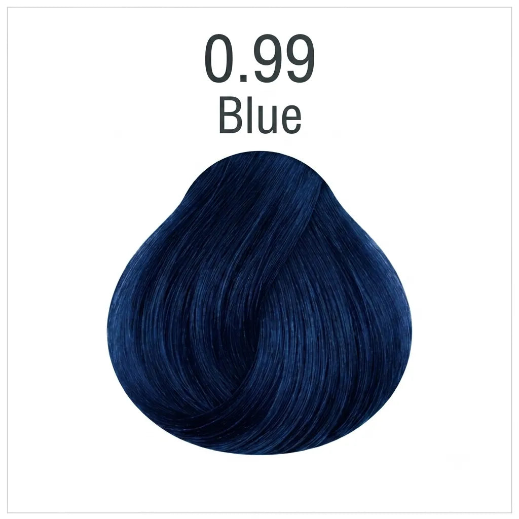 Hair color shade swatch 0.99 Blue, deep navy blue hair color