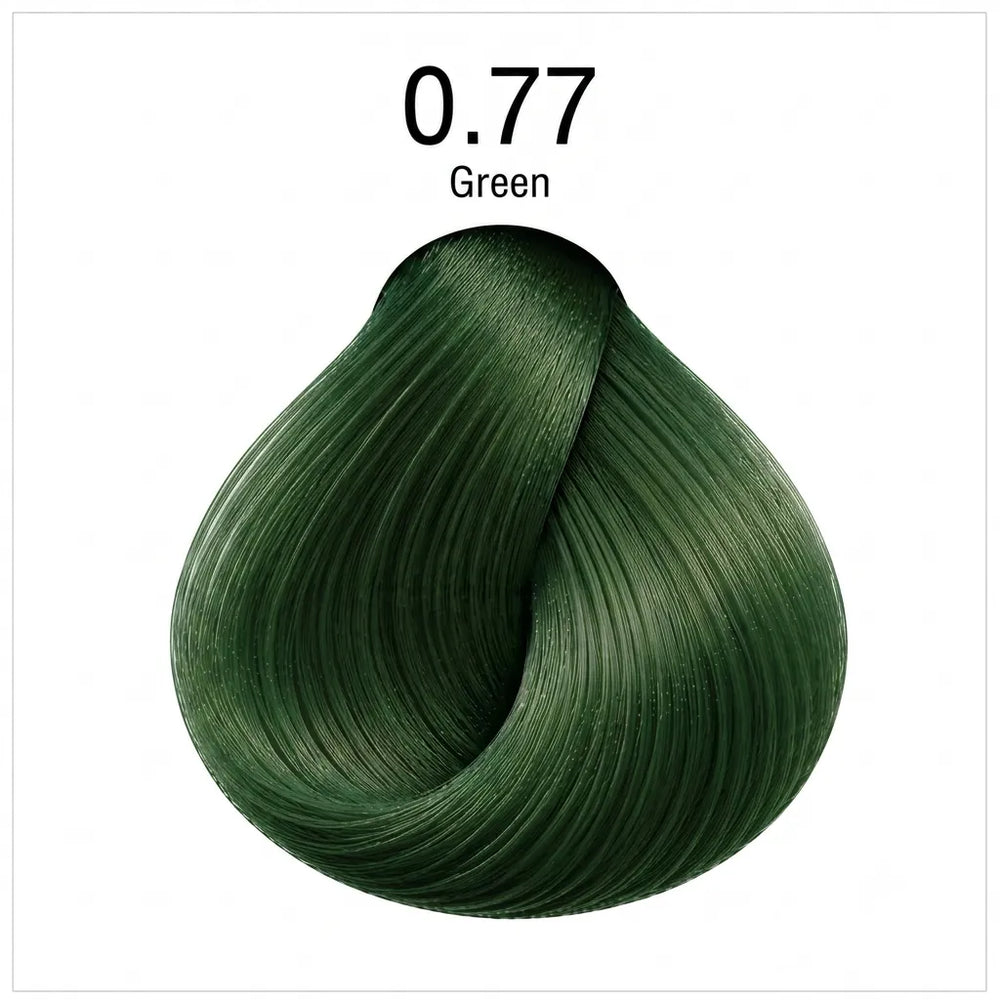 Hair color shade swatch 0.77 Green, dark green hair color